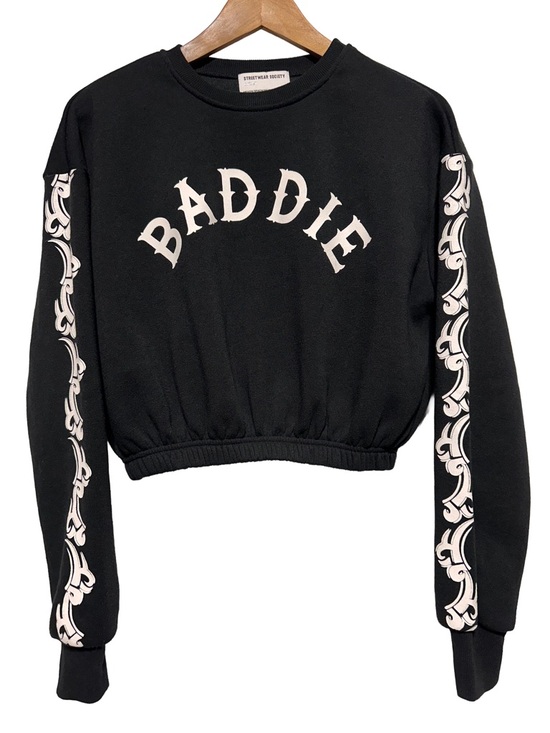Streetwear Society Tops - STREETWEAR SOCIETY | Baddie Gothic Cropped Graphic Sweatshirt